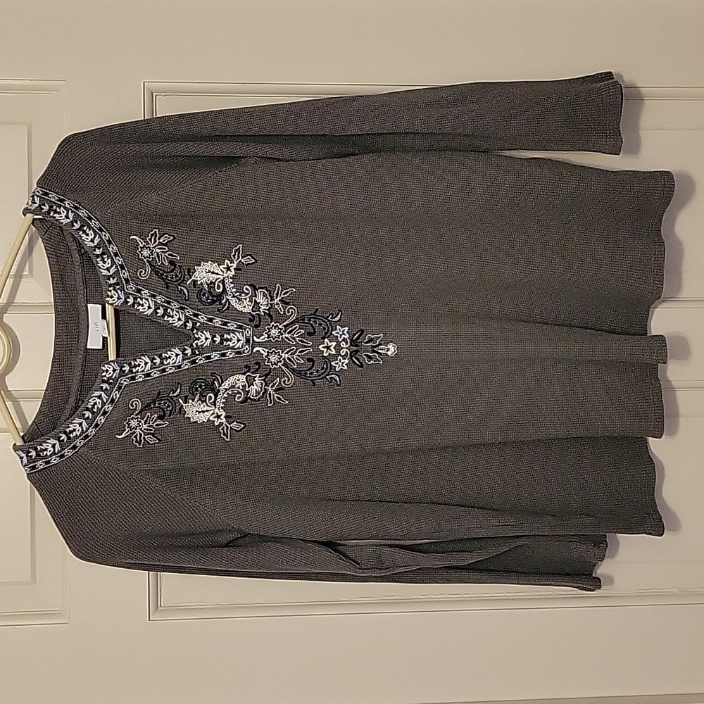 Waffle-knit embroidered jersey